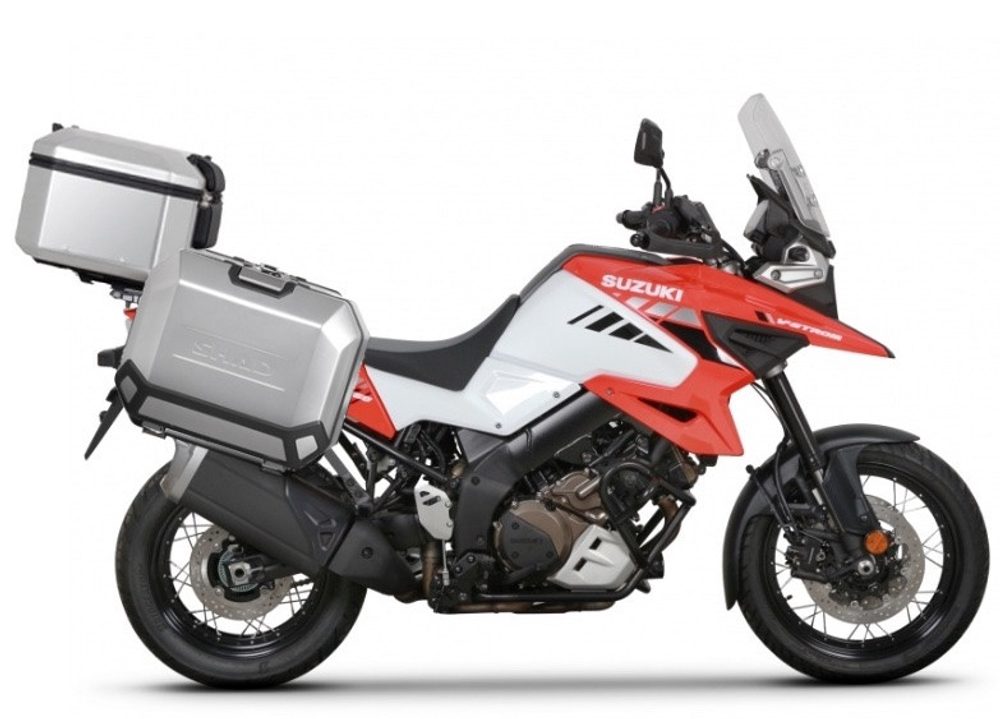 SHAD Kompletní sada hliníkových kufrů SHAD TERRA, 48L topcase 47L/47L boční kufry, včetně montážní sady a plotny SHAD SUZUKI DL 1000 V-Strom/ DL 1050 V-Strom