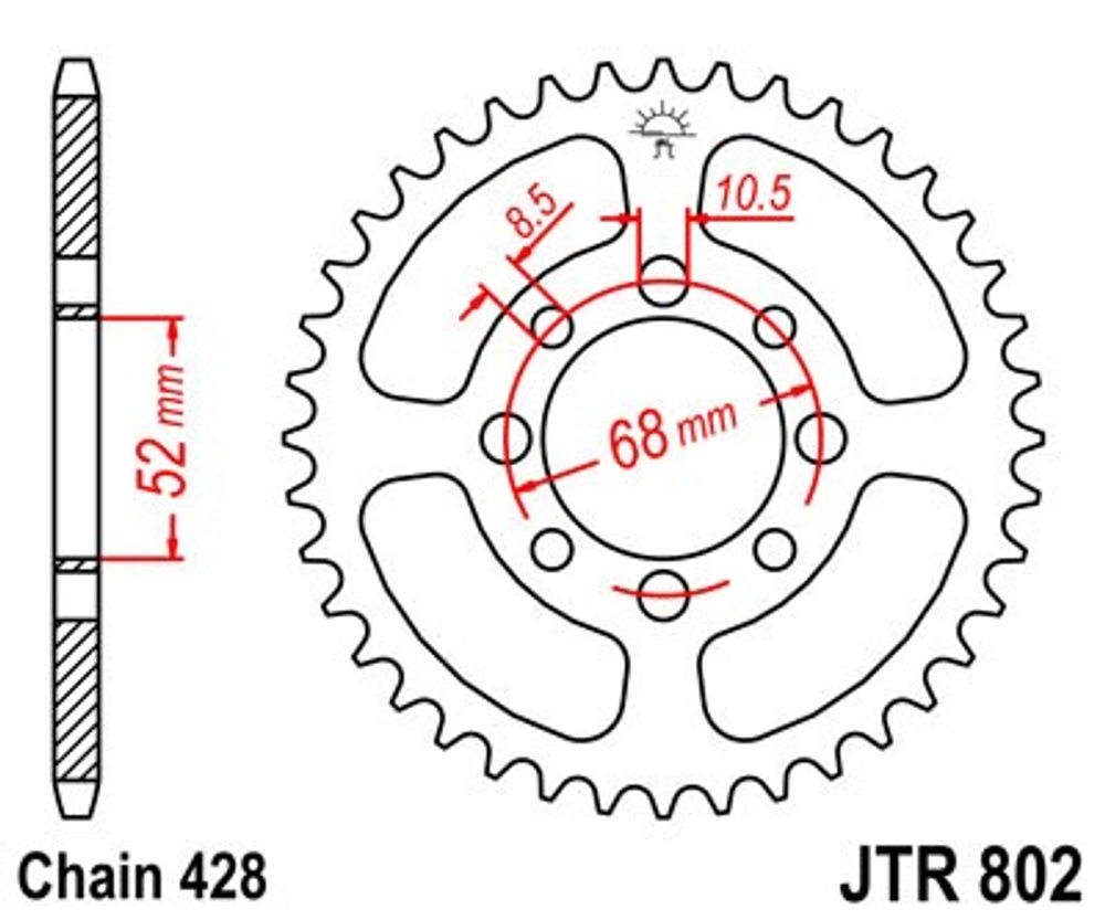 JT Řetězová rozeta JT JTR 802-39 39 zubů, 428