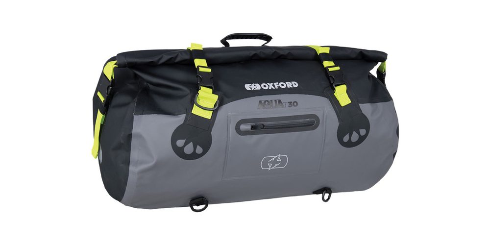 OXFORD Nepromokavý vak na motorku OXFORD AQUA Roll Bag T30, šedý/flo žlutý 30l