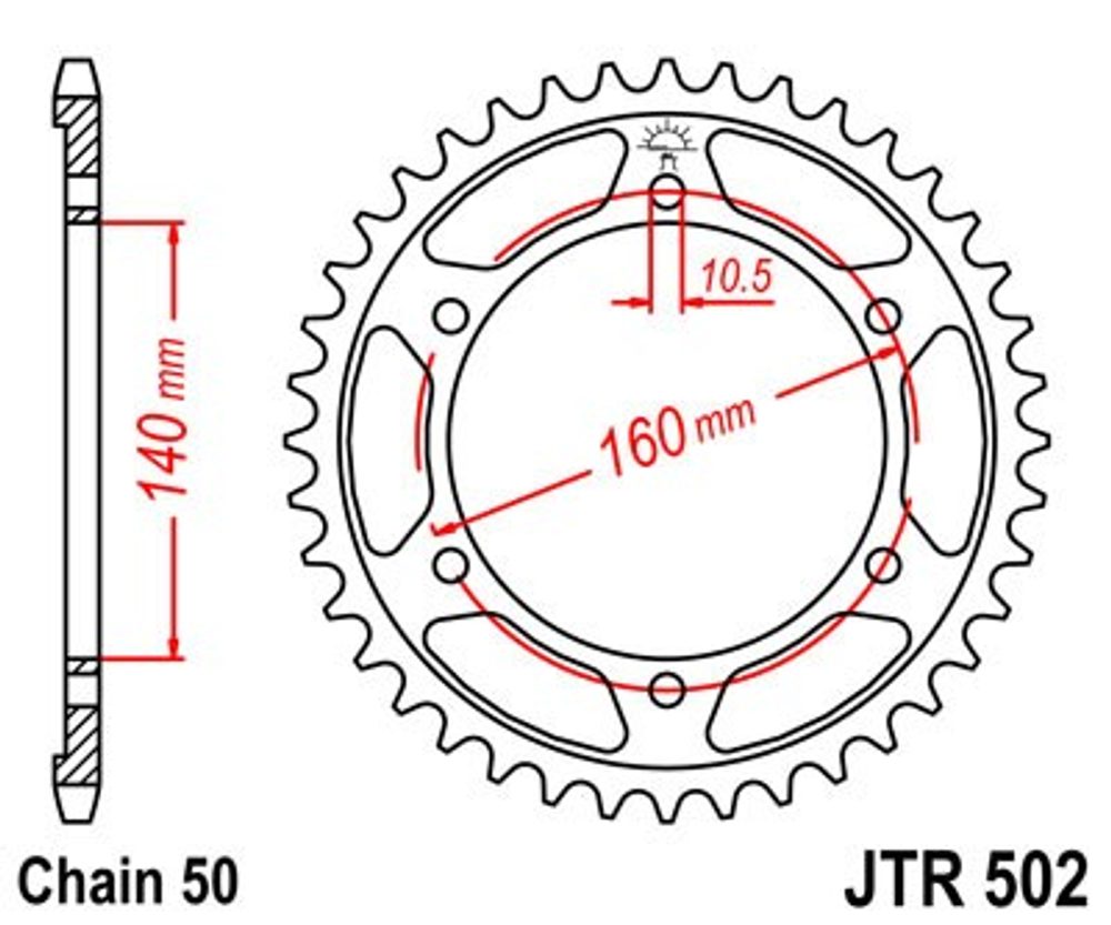 JT Řetězová rozeta JT JTR 502-42 42 zubů, 530