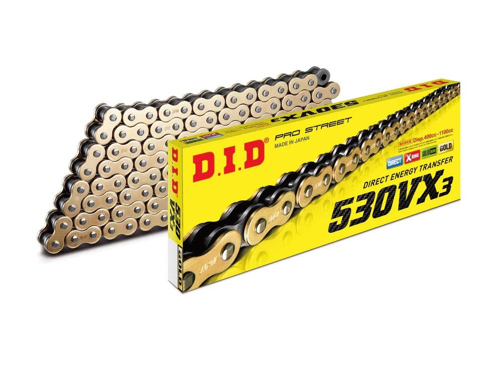 D.I.D Chain VX série X-Kroužkový řetěz D.I.D Chain 530VX3 122 L Zlatá/Černá