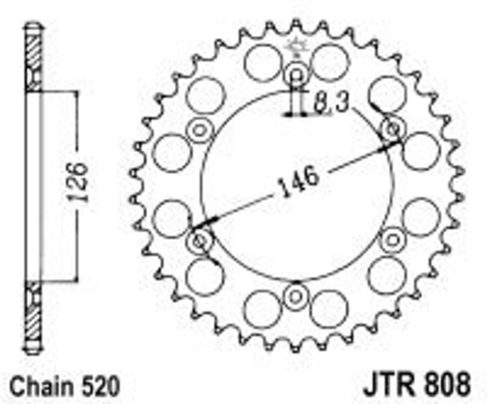 JT Řetězová rozeta JT JTR 808-39 39 zubů, 520