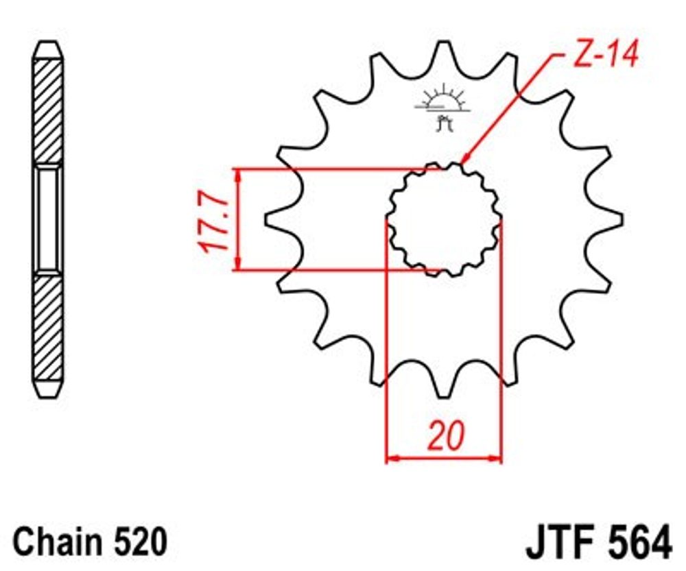 JT Řetězové kolečko JT JTF 564-12 12 zubů, 520
