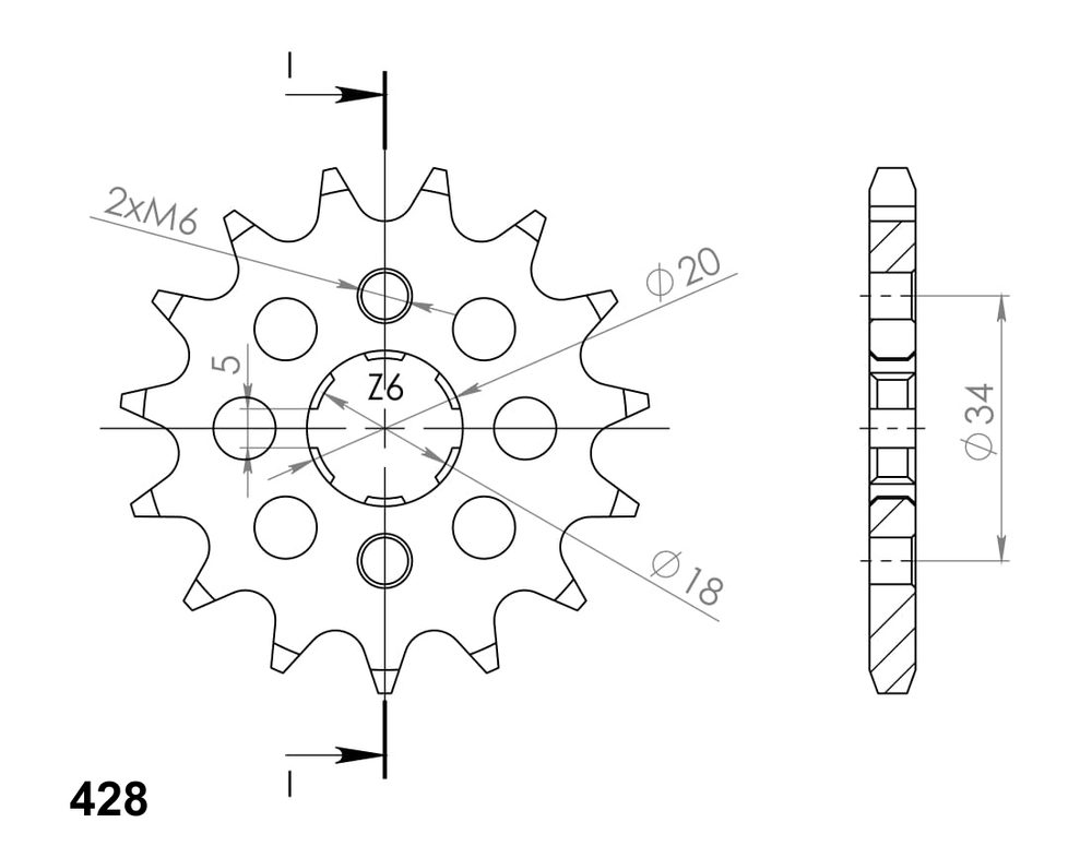 SUPERSPROX Řetězové kolečko SUPERSPROX CST-264:17 17 zubů, 428