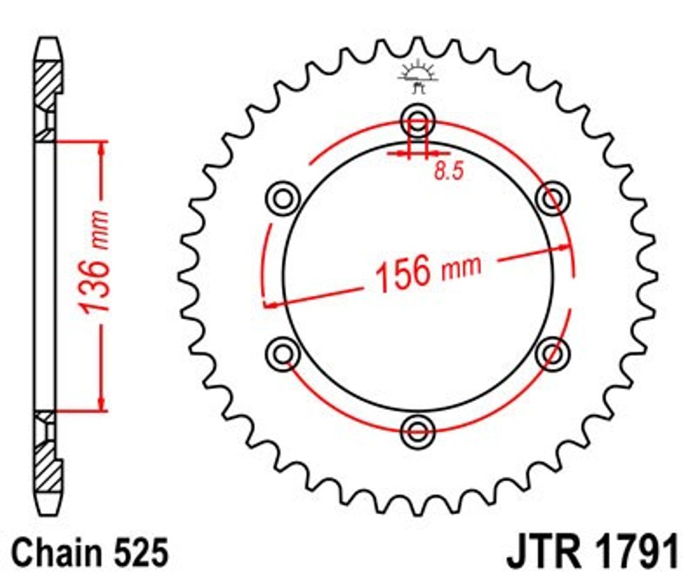 JT Řetězová rozeta JT JTR 1791-48 48 zubů, 525