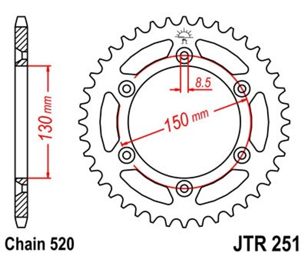 JT Řetězová rozeta JT JTR 251-46 46 zubů, 520