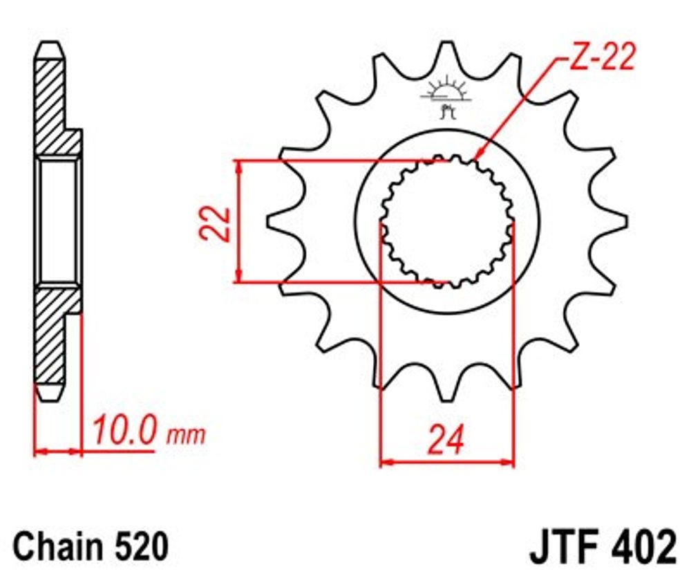 JT Řetězové kolečko JT JTF 402-14 14 zubů, 520