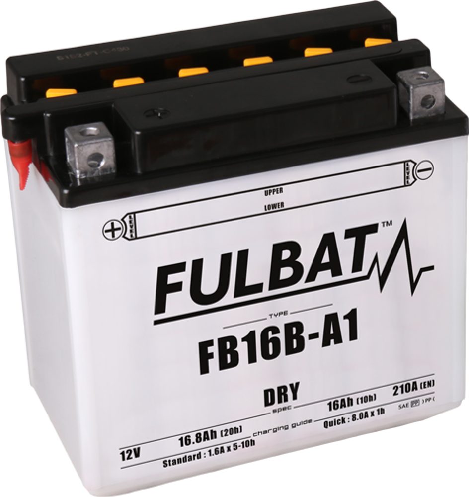 FULBAT Konvenční motocyklová baterie FULBAT FB16B-A1 (YB16B-A1) Včetně balení kyseliny