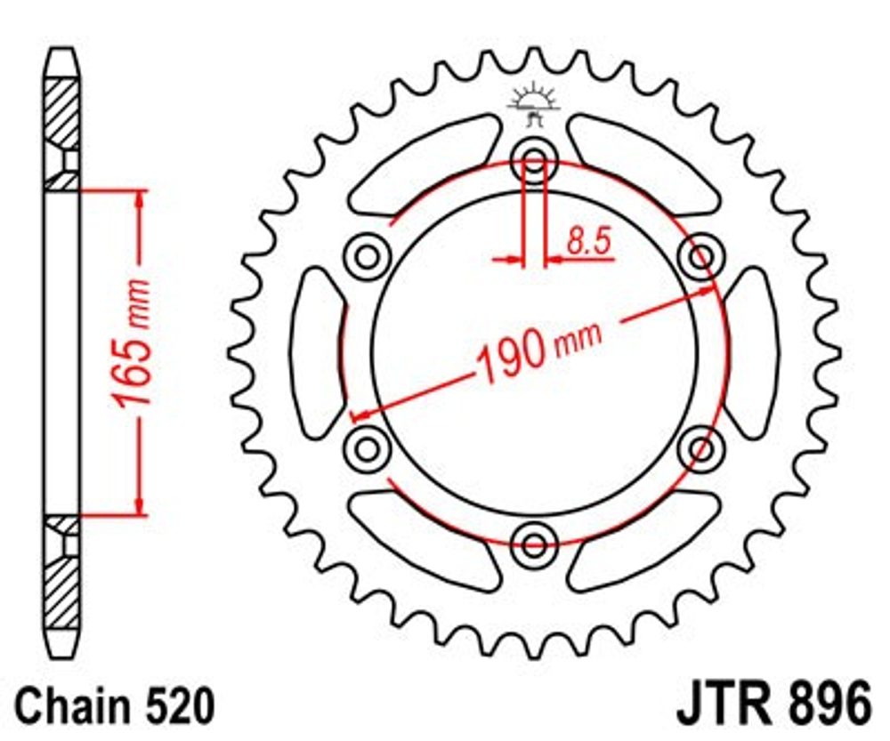 JT Řetězová rozeta JT JTR 896-45 45 zubů, 520