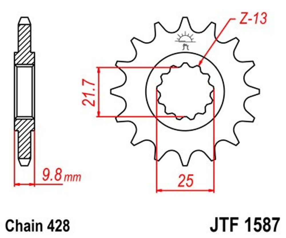 JT Řetězové kolečko JT JTF 1587-19 19 zubů, 428