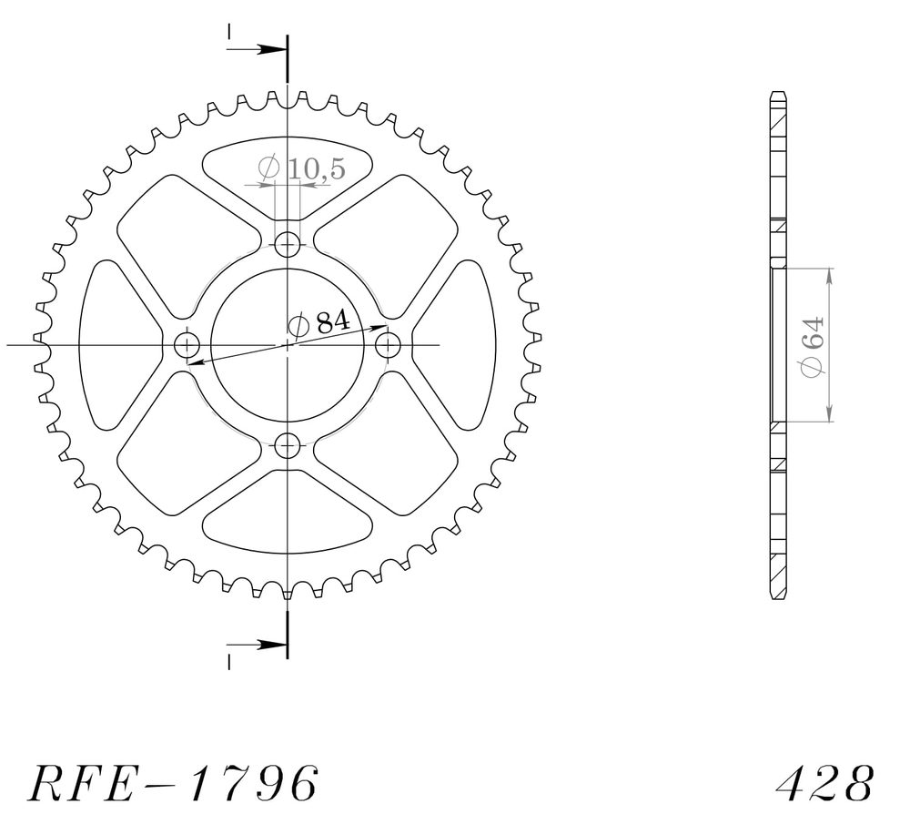 SUPERSPROX Řetězová rozeta SUPERSPROX RFE-1796:49-BLK černý 49 zubů, 428