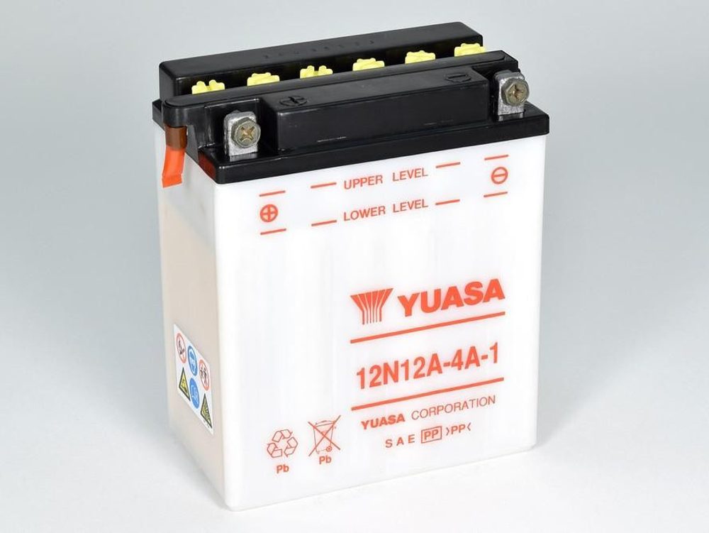 YUASA Konvenční 12V akumulátor vč. kyseliny YUASA 12N12A-4A-1