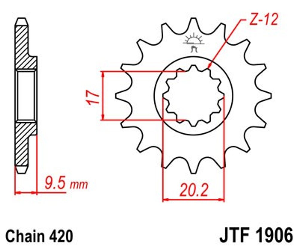 JT Řetězové kolečko JT JTF 1906-14 14 zubů, 420