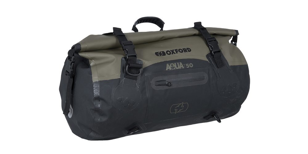 OXFORD Nepromokavý vak na motorku OXFORD AQUA Roll Bag T50, khaki 50l