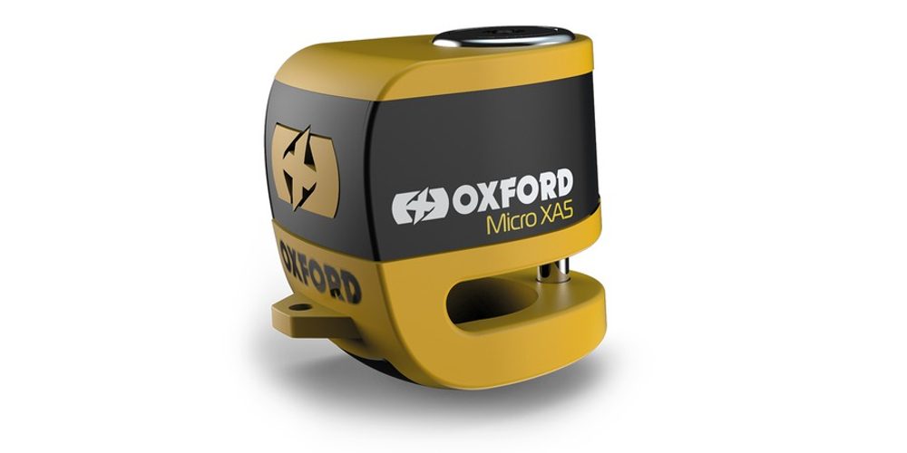 OXFORD Zámek kotoučové brzdy OXFORD Micro XA5 s alarmem - žlutý