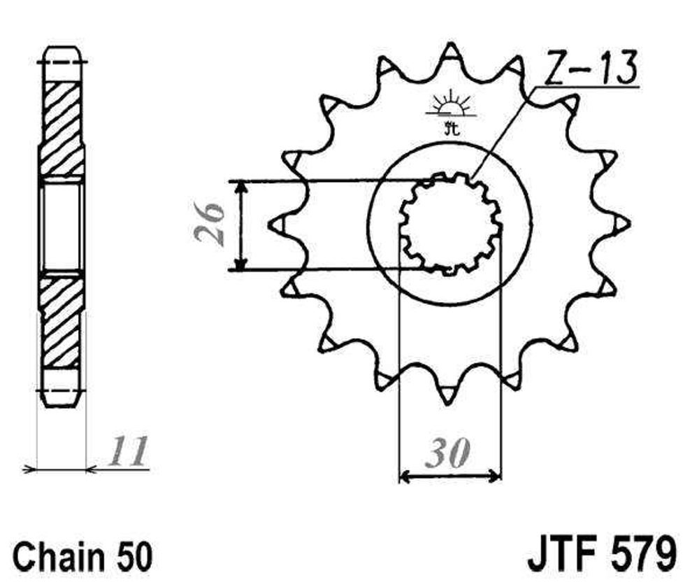 JT Řetězové kolečko JT JTF 579-16RB 16 zubů, 530 pogumované