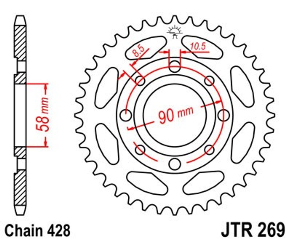 JT Řetězová rozeta JT JTR 269-49 49 zubů, 428