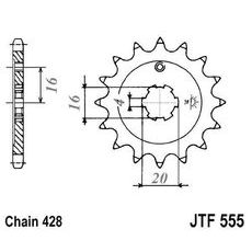 JT Řetězové kolečko JT JTF 555-14 14 zubů, 428