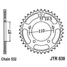 ŘETĚZOVÁ ROZETA JT JTR 830-45 45 ZUBŮ, 532 - OCELOVÉ - NA MOTORKU
