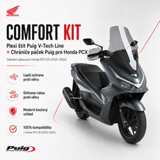 COMFORT KIT: PLEXI ŠTÍT PUIG V-TECH LINE + CHRÁNIČE PÁČEK PUIG PRO HONDA PCX 125 (2025 - 2026) - PLEXI ŠTÍTY - NA MOTORKU