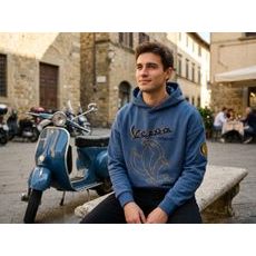 MIKINA VESPA OFFICINA 8 - MODRÁ/ZLATÁ - MIKINY - NA MOTORKÁŘE