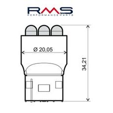 Žárovka RMS 246510531 12V 6 Led, T20 oranžová (2ks)