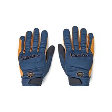 RUKAVICE VESPA OFFICINA 8 - MODRÁ/ZLATÁ - TEXTILNÍ RUKAVICE - NA MOTORKÁŘE