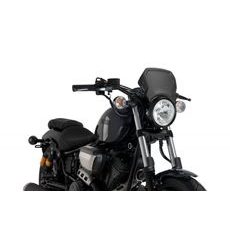 PLEXI ŠTÍT PUIG FRONTAL PLATE 3813N ČERNÝ HLINÍK - PRO KRUHOVÁ SVĚTLA - NÍZKÉ - NA MOTORKU