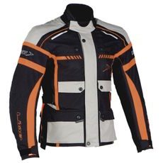 Cestovní textilní třívrstvá bunda MBW CHALLENGER JACKET  - černo-šedo-oranžová