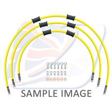 STANDARD HADICE PŘEDNÍ BRZDY SADA VENHILL POWERHOSEPLUS KAW-11006F-YE (3 HADICE V SADĚ) ŽLUTÉ HADICE, CHROMOVÉ KONCOVKY - LANKA A HADICE - NA MOTORKU