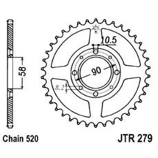 ŘETĚZOVÁ ROZETA JTR 279-41 41 ZUBŮ, 520 - OCELOVÉ - NA MOTORKU