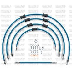 STANDARD HADICE PŘEDNÍ BRZDY SADA VENHILL POWERHOSEPLUS YAM-9001F-TB (5HADIC V SADĚ) PRŮHLEDNĚ MODRÉ HADICE, CHROMOVÉ KONCOVKY - LANKA A HADICE - NA MOTORKU