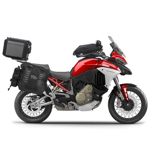 KOMPLETNÍ SADA BOČNÍCH ADVENTURE BRAŠEN SHAD TERRA TR40 A ČERNÉHO HLINÍKOVÉHO 37L TOPCASE, VČETNĚ MONTÁŽNÍ SADY SHAD DUCATI MULTISTRADA 1200 V4