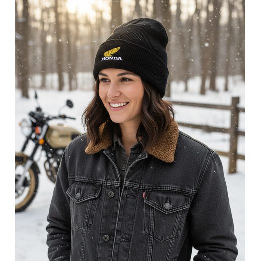 HONDA ZIMNÍ ČEPICE VINTAGE 24 - ČERNÁ - DÁRKY PRO FANOUŠKY HONDA - NA MOTORKÁŘE