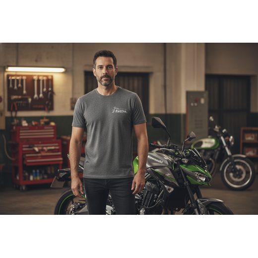 PÁNSKÉ VÝROČNÍ TRIČKO KAWASAKI Z 50 LET - ŠEDÁ - TRIČKA - NA MOTORKÁŘE