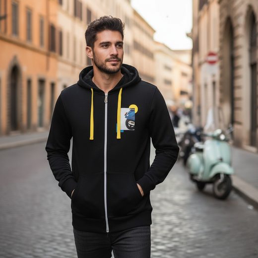 PÁNSKÁ MIKINA S KAPUCÍ VESPA HERITAGE - ČERNÁ - MIKINY - NA MOTORKÁŘE