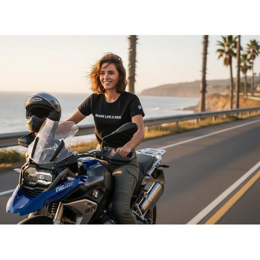 DÁMSKÉ TRIKO BMW MAKE LIFE A RIDE - ČERNÉ - TRIČKA - NA MOTORKÁŘE