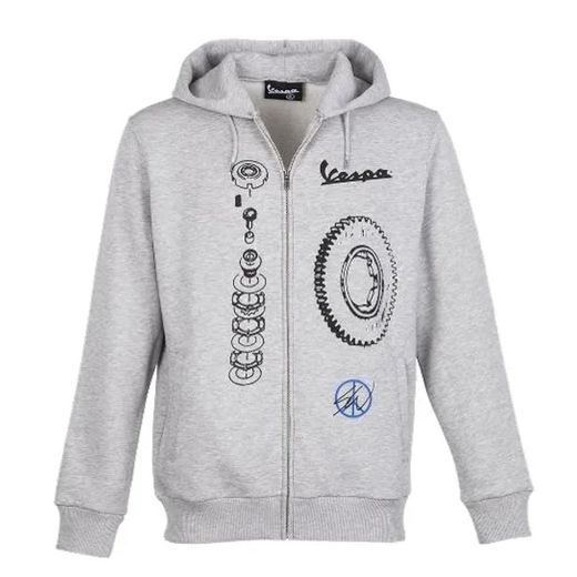 MIKINA VESPA S KAPUCÍ SEAN WOTHERSPOON - ŠEDÁ - MIKINY - NA MOTORKÁŘE