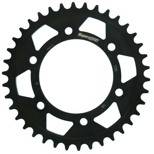 ŘETĚZOVÁ ROZETA SUPERSPROX RFE-735:38-BLK ČERNÝ 38 ZUBŮ, 520 - OCELOVÉ - NA MOTORKU