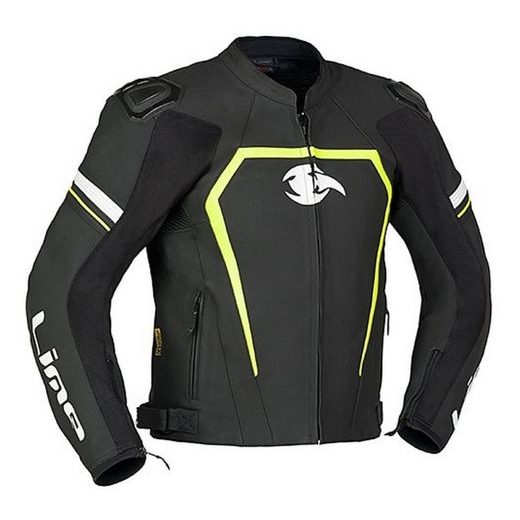 PÁNSKÁ KOŽENÁ SPORTOVNÍ BUNDA MBW JESTER ČERNO-BÍLO-ŽLUTÁ - KOŽENÉ BUNDY - NA MOTORKÁŘE