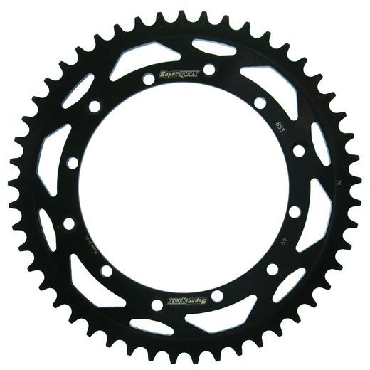 ŘETĚZOVÁ ROZETA SUPERSPROX RFE-853:49-BLK ČERNÝ 49 ZUBŮ, 520 - OCELOVÉ - NA MOTORKU