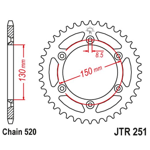 JT ŘETĚZOVÁ ROZETA JT JTR 251-50 50 ZUBŮ, 520