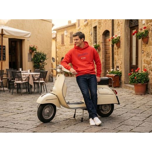 MIKINA S KAPUCÍ VESPA DEC - ČERVENÁ - MIKINY - NA MOTORKÁŘE