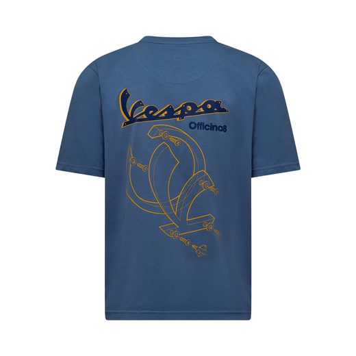 TRIČKO VESPA OFFICINA 8 - MODRÁ/ZLATÁ - TRIČKA - NA MOTORKÁŘE