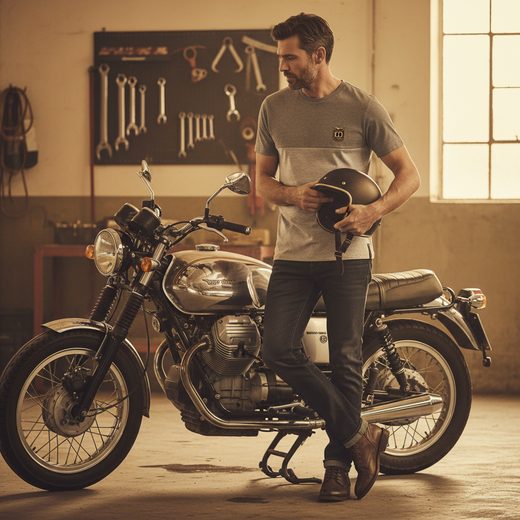 PÁNSKÉ TRIČKO MOTO GUZZI 100TH - ŠEDÁ - TRIČKA - NA MOTORKÁŘE