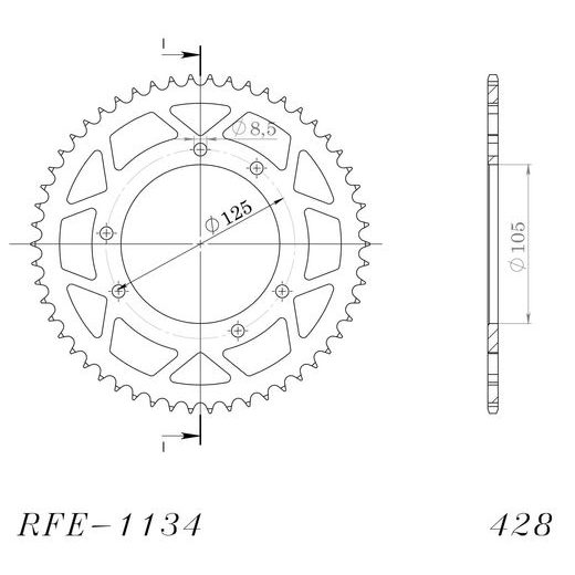 ŘETĚZOVÁ ROZETA SUPERSPROX RFE-1134:52-BLK ČERNÝ 52 ZUBŮ, 428 - OCELOVÉ - NA MOTORKU