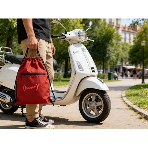 VAK NA ZÁDA VESPA - ČERVENÁ - BATOHY A TAŠKY - NA MOTORKÁŘE