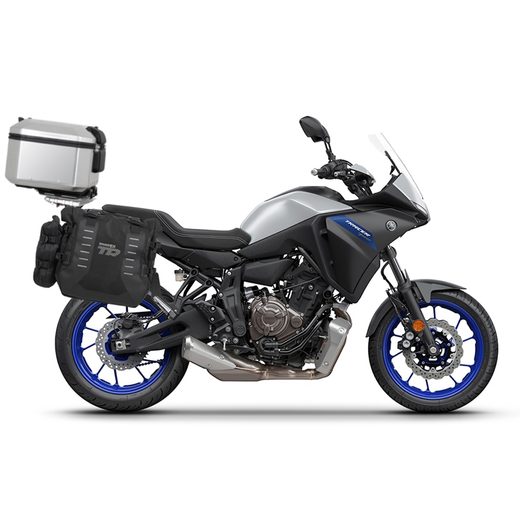 KOMPLETNÍ SADA BOČNÍCH ADVENTURE BRAŠEN SHAD TERRA TR40 A HLINÍKOVÉHO 55L VRCHNÍHO KUFRU, VČETNĚ MONTÁŽNÍ SADY SHAD YAMAHA MT-07 TRACER / TRACER 700