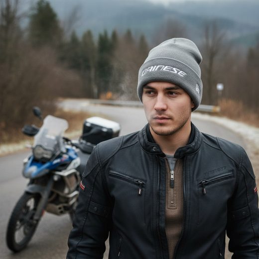 DAINESE CUFF BEANIE ZIMNÍ PLETENÁ ČEPICE ŠEDÁ - NA MOTORKÁŘE