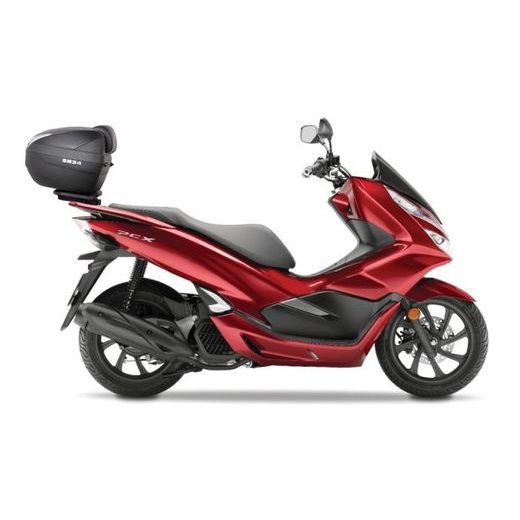 KOMPLETNÍ SADA KUFRU SHAD SH34 CARBON: KUFR + OPĚRKA + MONTÁŽNÍ SADA TOPMASTER PRO HONDA PCX 125 (2010–2026) - ZAVAZADLA - NA MOTORKU